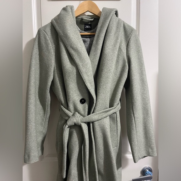 Zara Belted Trench Coat with Hood - Picture 2 of 6